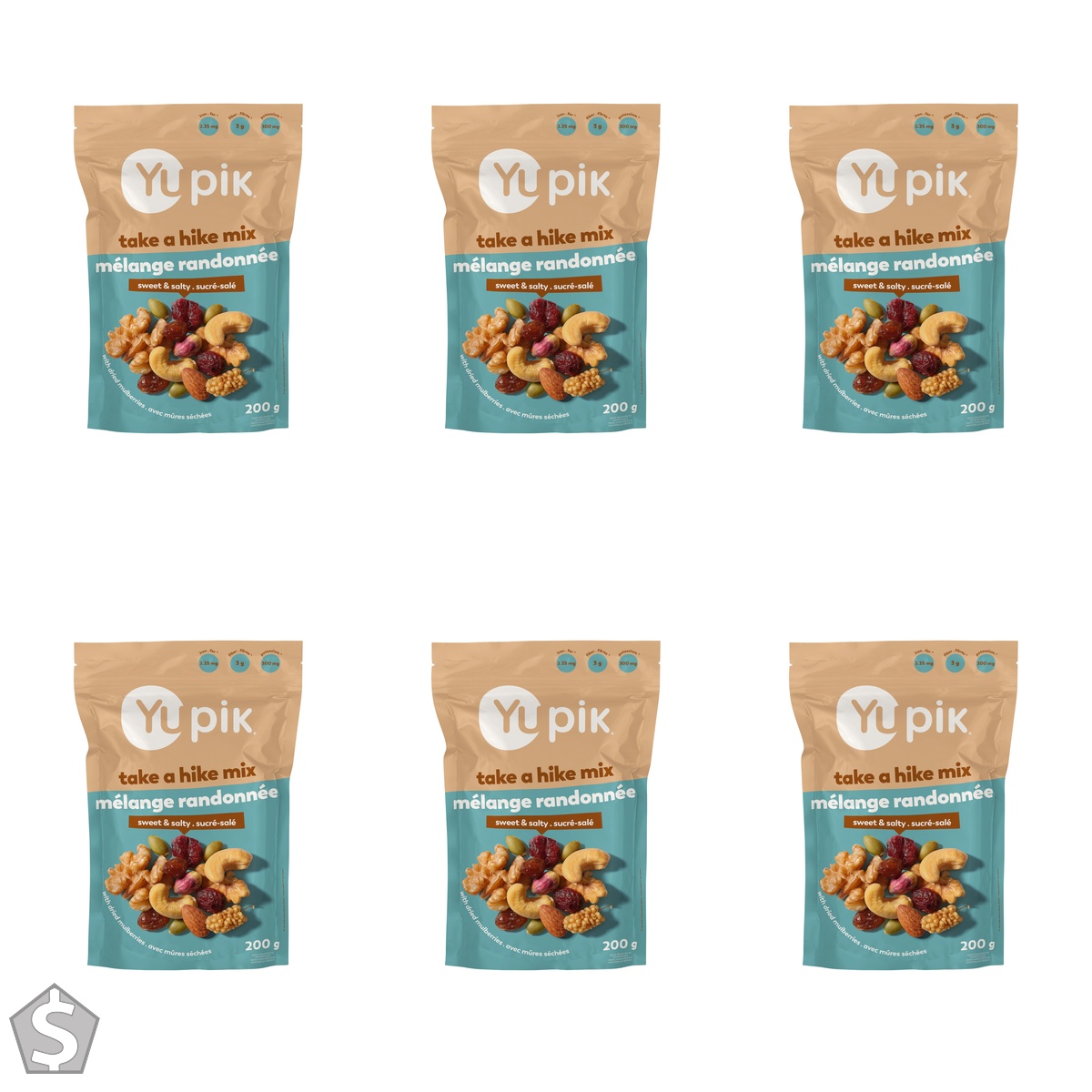 Yupik Take A Hike Mix, 200 g, Gluten-Free, Non-GMO, Energizing Snack, Sweet & Salty Trail Mix, Crunchy Nuts, Dried Fruits, Dried (Pack of 6)