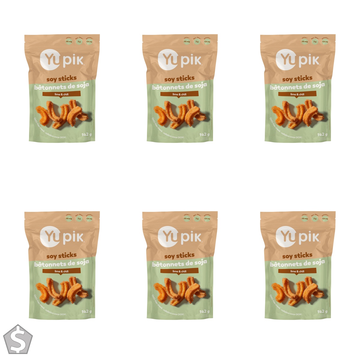 Yupik Lime & Chili Soy Sticks, 142 g, GMO-Free Snack, Crunchy Zesty Snack, Crispy Soya Crackers, Natural Flavors, Perfect for Any (Pack of 6)