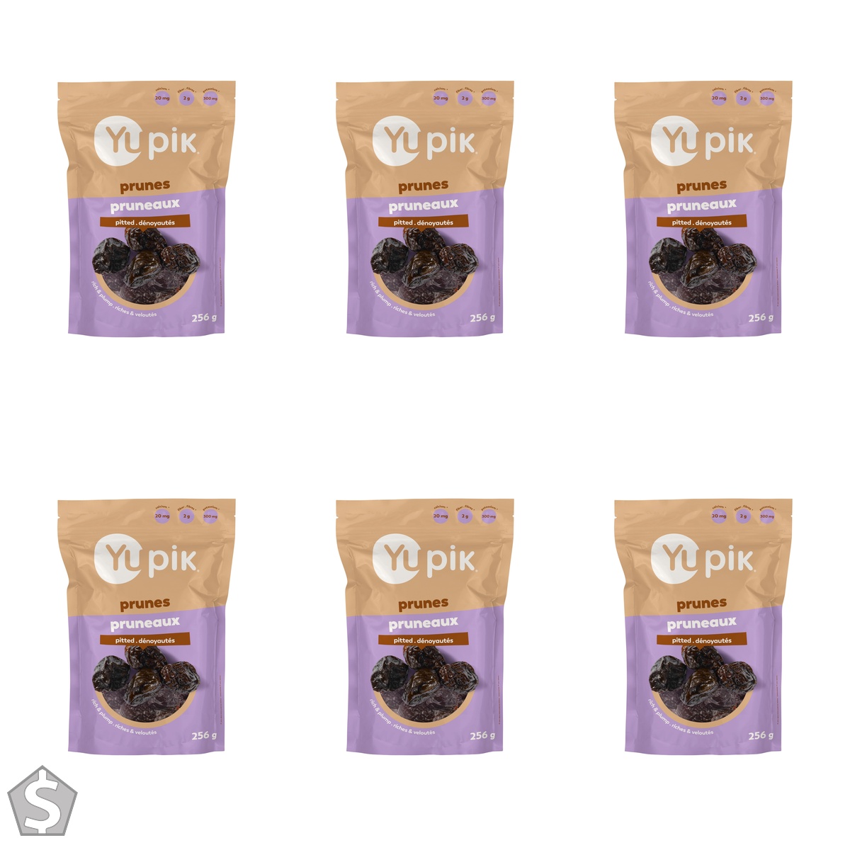 Yupik Pitted Prunes, 256 g, Gluten-Free, Kosher, Dried Fruits, Dried Plums, No Pits, Naturally Sweet, No Added Sugar, Healthy Snacks (Pack of 6)
