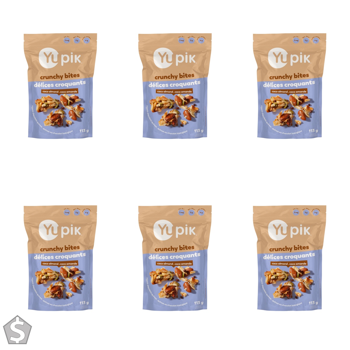 Yupik Coco Almond Crunchy Bites, 113 g, Gluten-Free, Kosher, Non-GMO, Maple Glazed Snack, Coconut Clusters with Almonds, Chocolate Quinoa (Pack of 6)