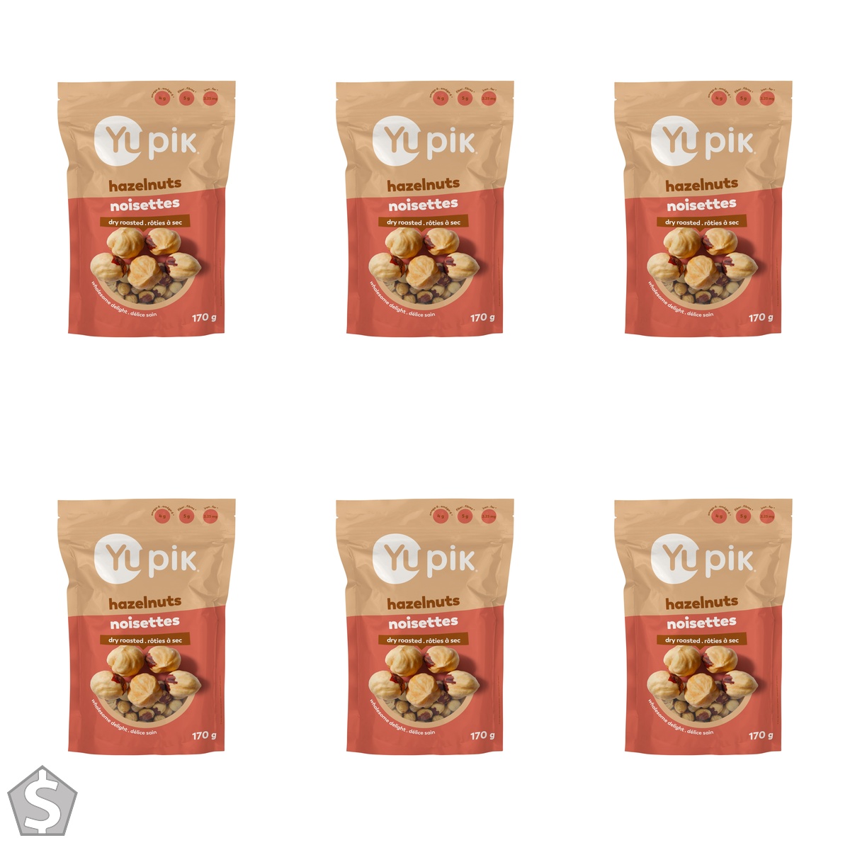 Yupik Dry Roasted Hazelnuts, 170 g, Gluten-Free, Kosher, Crunchy Hazelnuts, Filberts, Oil-Free, Unsalted Nuts, Healthy Snacks 170 g (Pack of 6)