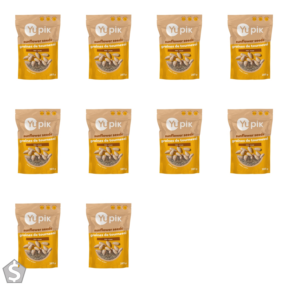 Yupik Raw Sunflower Seeds, Shelled, 285 g, Kosher, Gluten-Free, Unsalted Sunflower Kernels, No Shell, Healthy Snacks, Source of Omega-6 (Pack of 10)