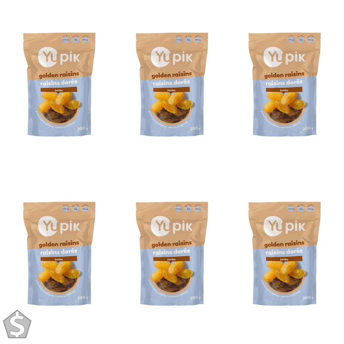 Yupik Jumbo Golden Raisins, 200 g, Gluten-Free, Kosher, Dried Fruits, Naturally Sweet, Unsweetened, Seedless, Healthy Snacks 200 g (Pack of 6)