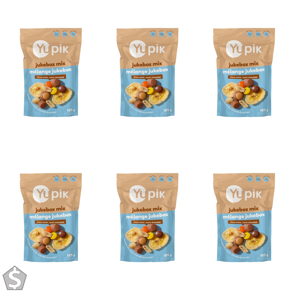 Yupik Jukebox Mix, 185 g, Kosher, Chocolatey Sweet Snacks, Elvis Sandwich Inspired Flavors, Retro Snack, Blend of Crunchy Bananas, Peanut (Pack of 6)