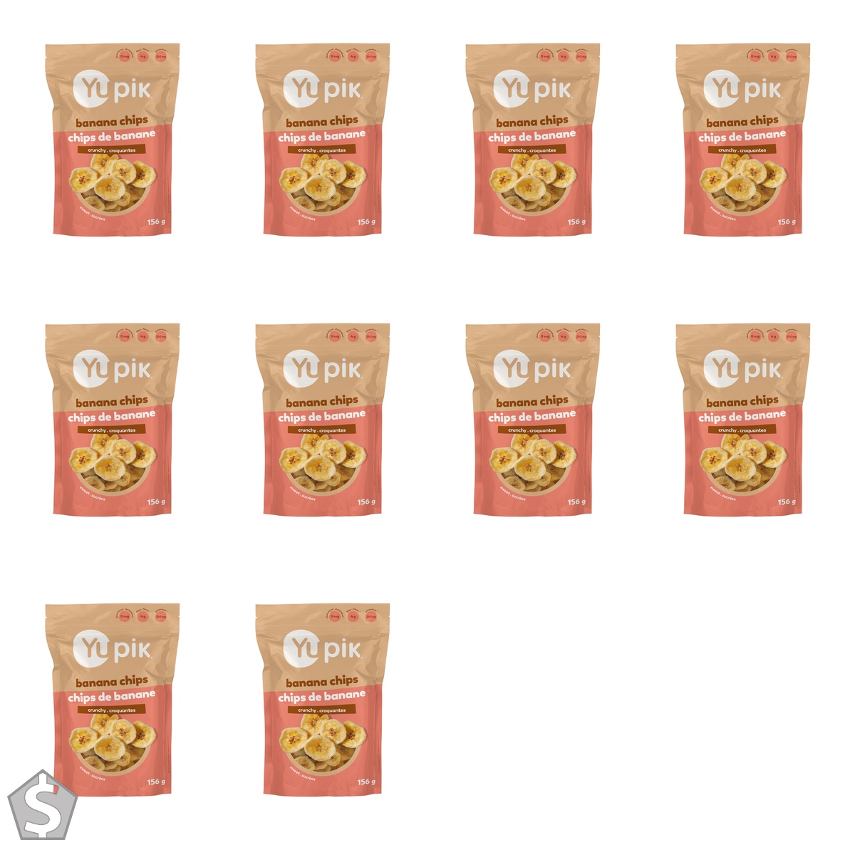 Yupik Sweetened Banana Chips, 156 g, Gluten-Free, Kosher, Dried Fruits, Sweet Crunchy Snacks, Lightly Sweetened Dried Banana Slices (Pack of 10)