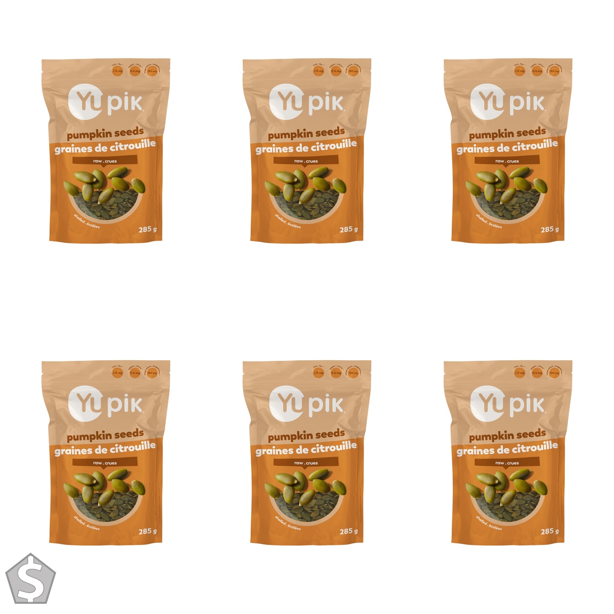 Yupik Raw Pumpkin Seeds, Shelled Kernels, 285 g, Kosher, Gluten-Free, Unsalted, Unroasted, No Shell, Nutritious & Healthy Snacks, Rich in (Pack of 6)