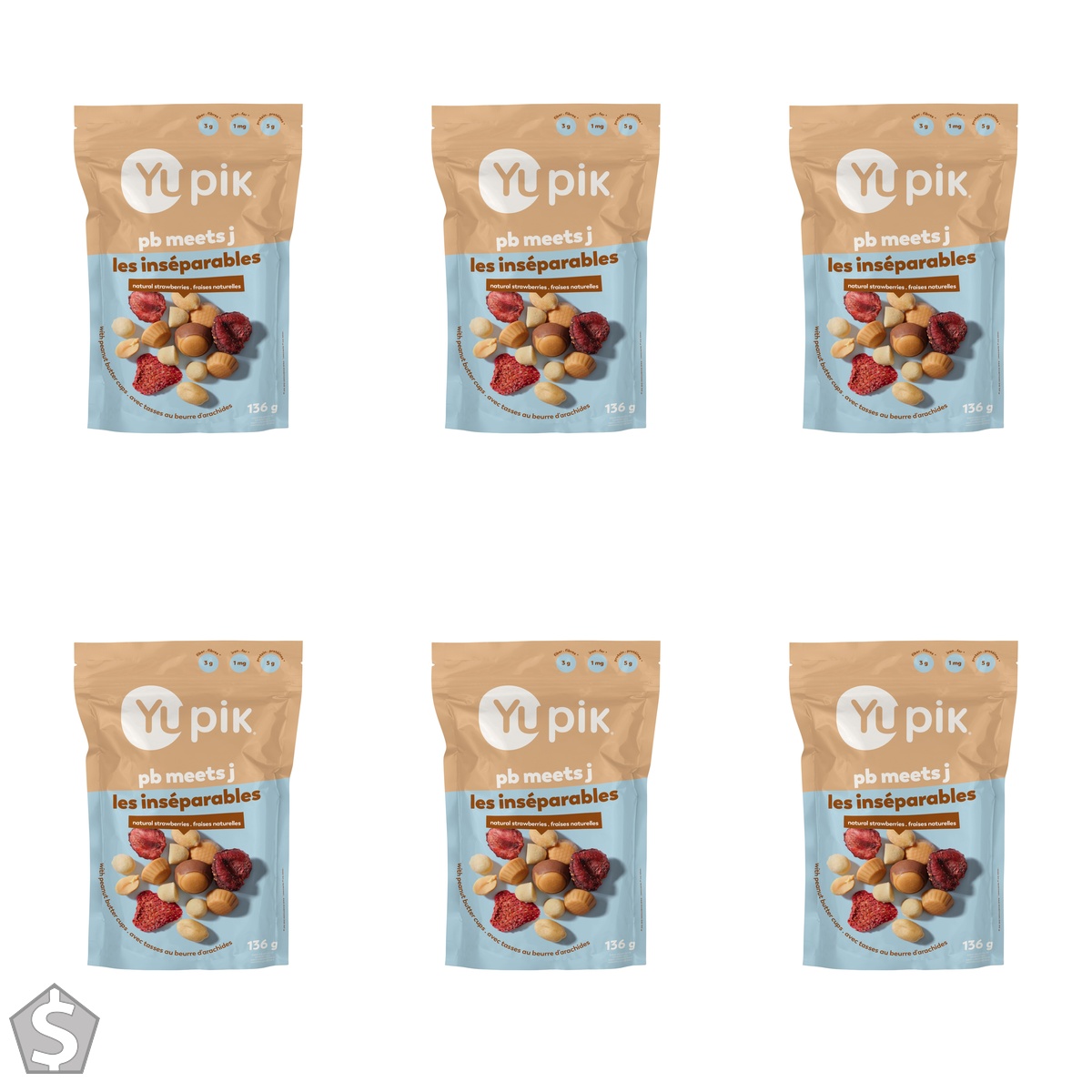 Yupik PB Meets J Mix, 136 g, Crunchy & Soft Snack, Peanut Butter & Jelly, Blend of Peanuts, Dried Strawberries, Peanut Butter Chocolate (Pack of 6)