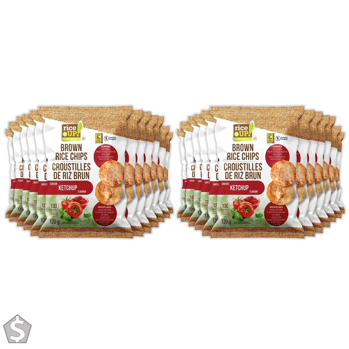rice UP! eat smart, Brown Rice Chips Ketchup, 120g (Pack of 2)