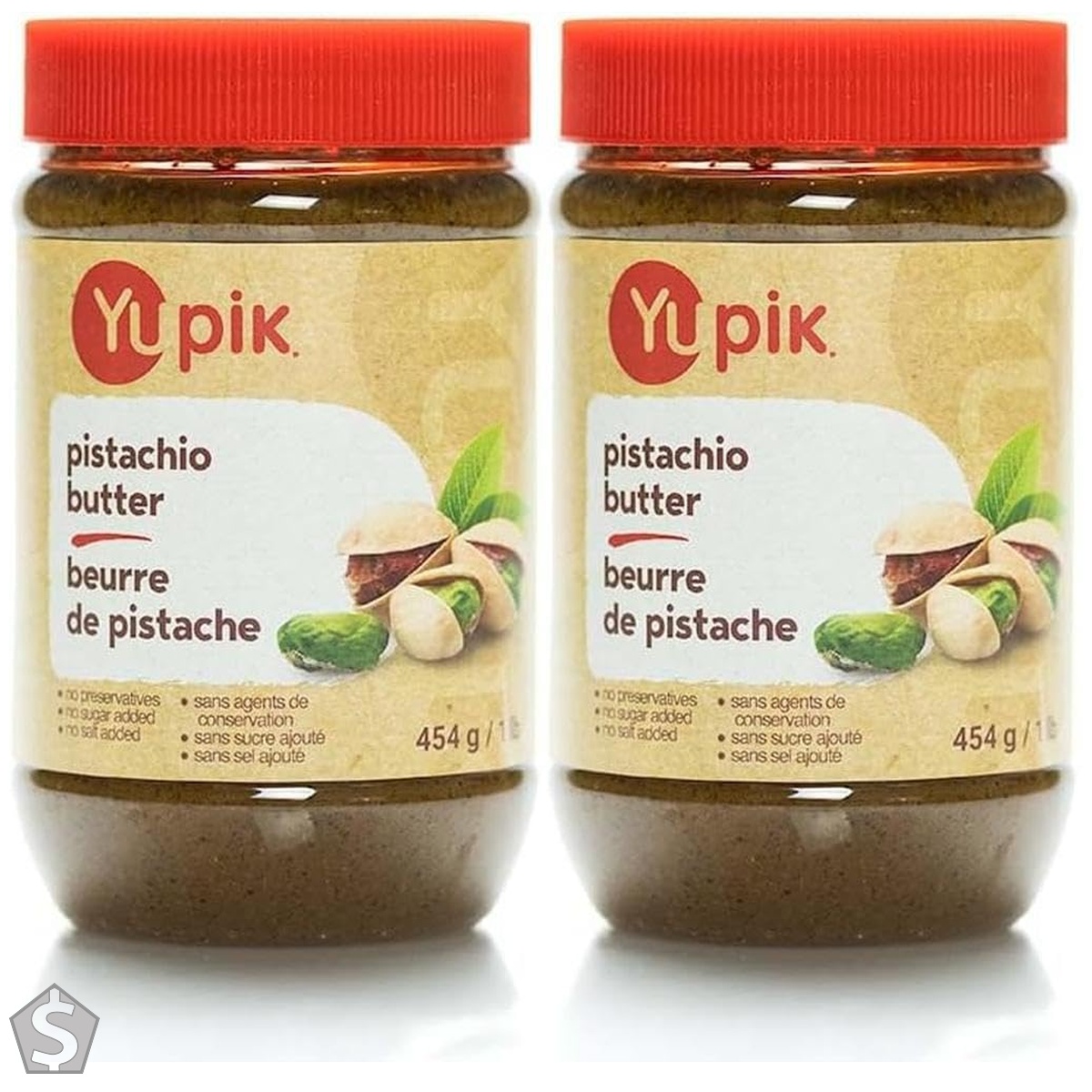 Yupik Natural Pistachio Butter, 454 g, Kosher, Gluten-Free, GMO-Free, Unsweetened Nut Butter, Only Pistachios, No Added Sugar, No (Pack of 2)