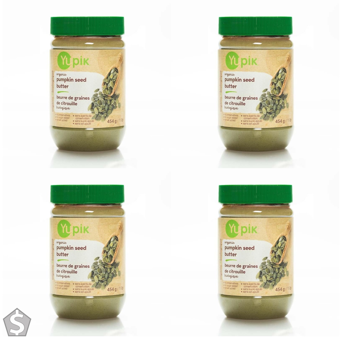 Yupik Organic Pumpkin Seed Butter, 454 g, Kosher, Gluten-Free, Non-GMO, All Natural Creamy Seed Butter, Only Pumpkin Seeds, No Added (Pack of 4)
