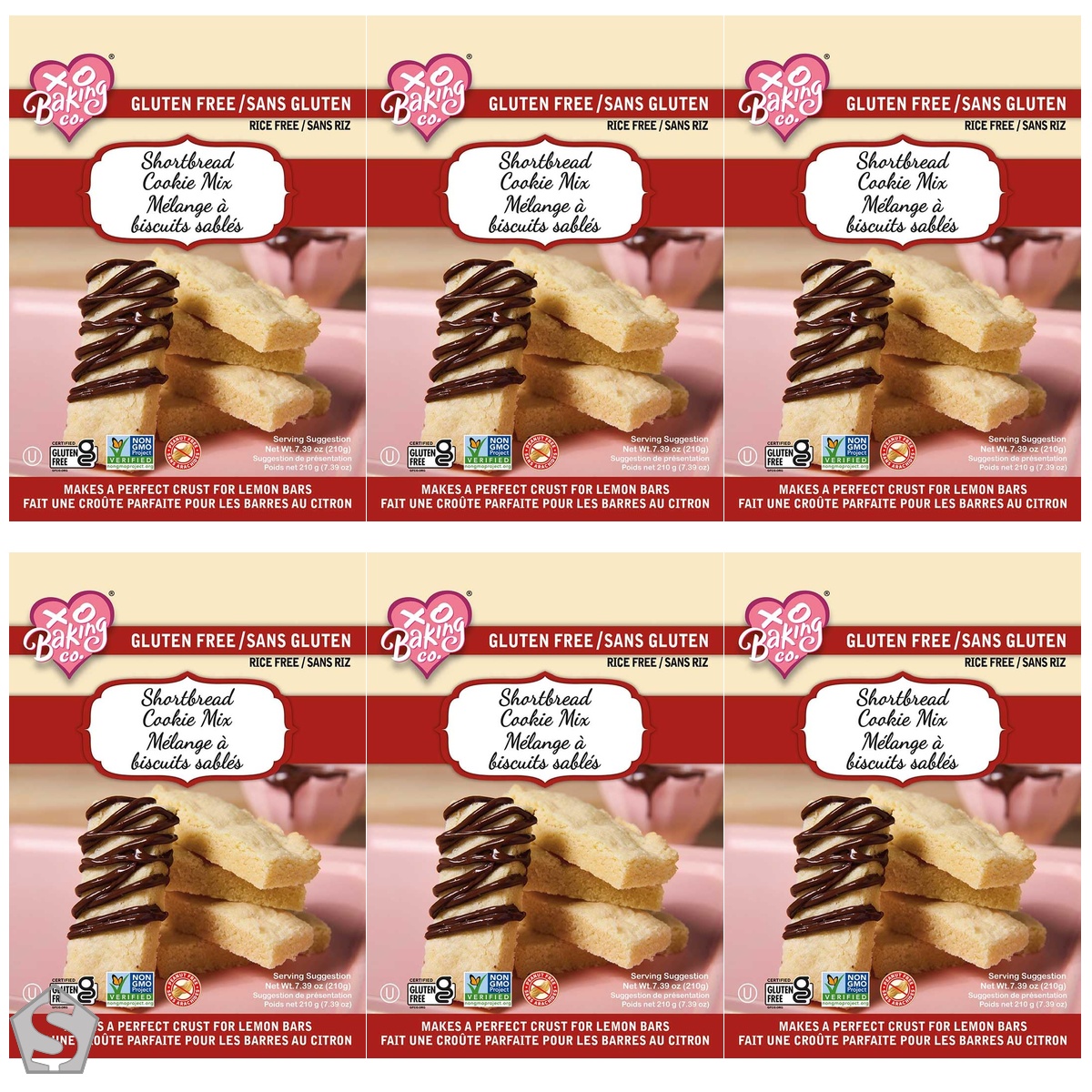 XO Baking Co. Gluten Free Shortbread Cookie Mix; Non-GMO; Rice Free; Peanut Free; No Preservatives, Artificial Flavours or Colours, 210g (Pack of 6)