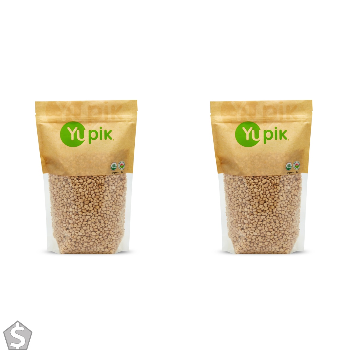 Yupik Organic Pine Nuts 250g, Raw, Shelled, Unsalted, Unroasted, Oil-Free, Gluten-Free, Vegan, Kosher, Source of Iron, Creamy Pine (Pack of 2)