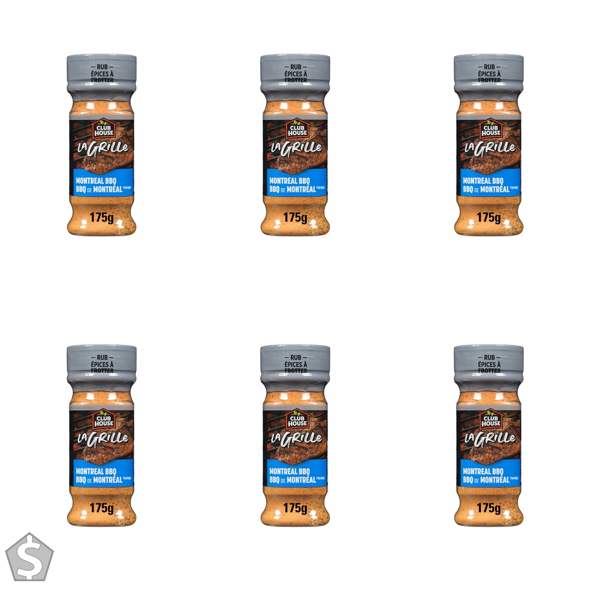 Club House La Grille Montreal BBQ Seasoning Rub, No Artificial Colours or Flavours, Perfect for Steak and Other Grilled Meats and (Pack of 6)