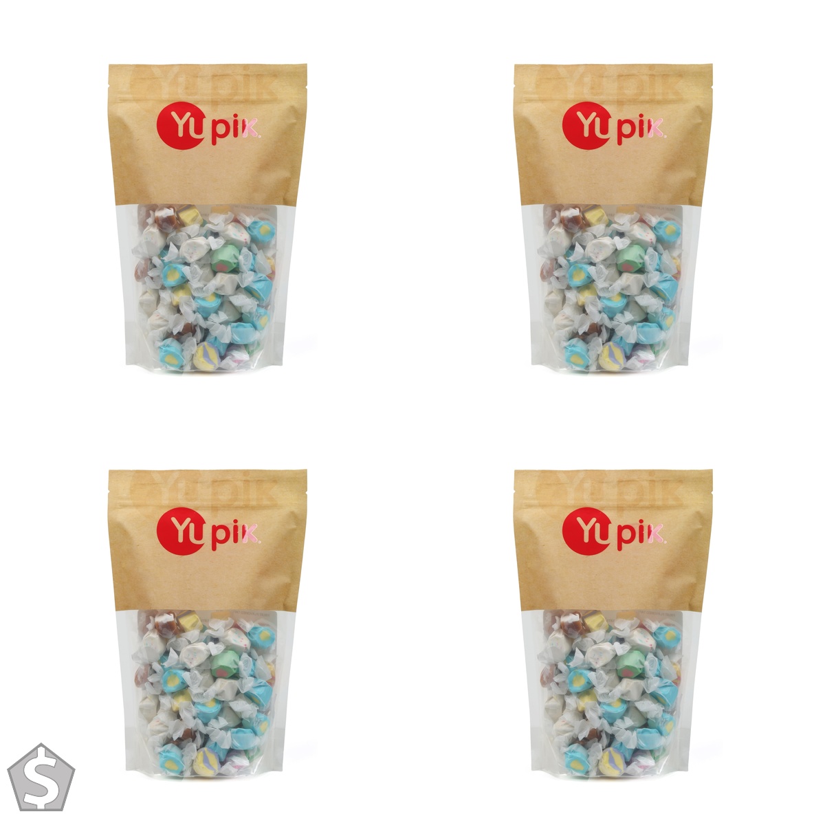 Yupik Fruit Flavored Taffy Candies 500g, Chewy & Colorful Classic Pulled Candy in 8 Flavours, Individually Wrapped, Ideal for Sharing & (Pack of 4)