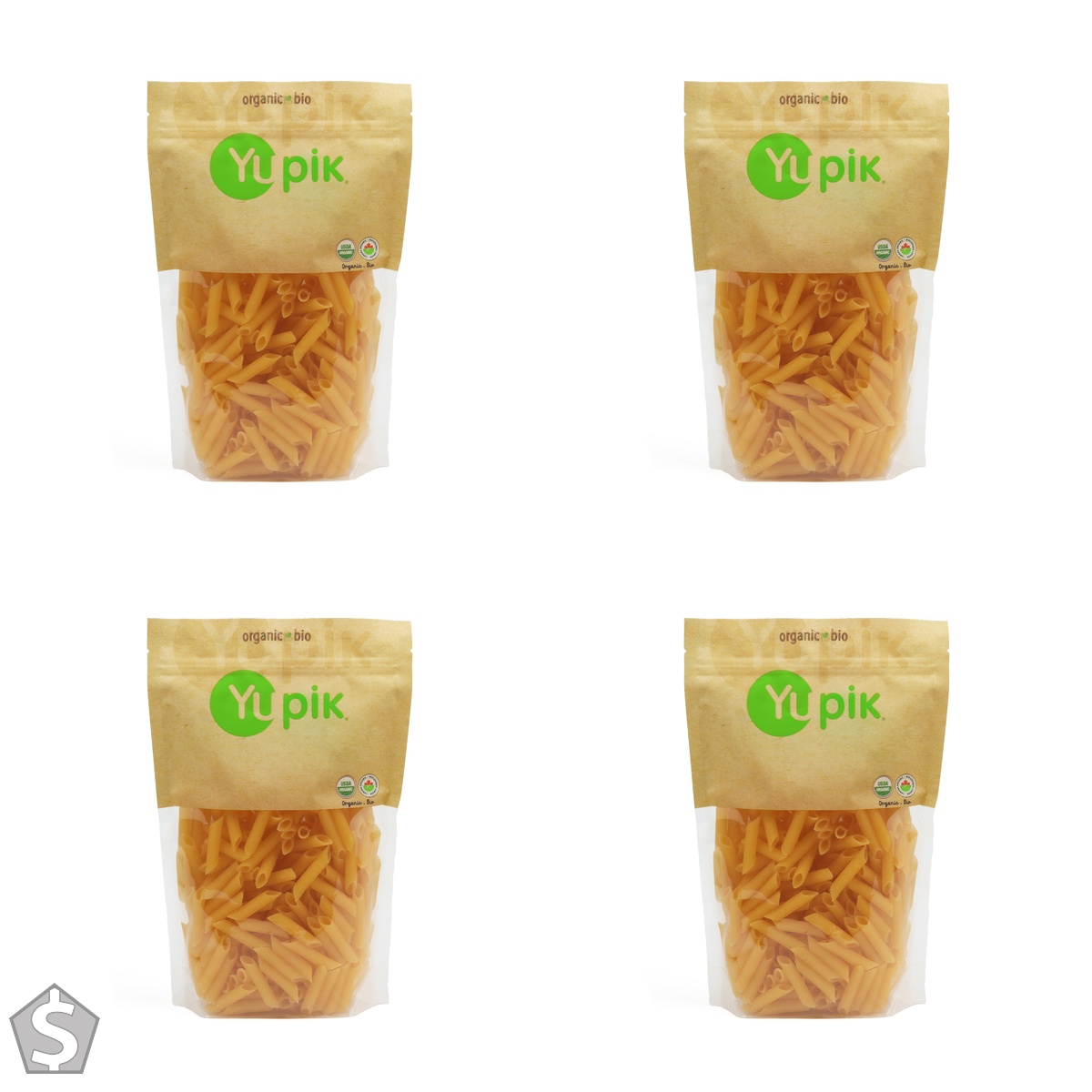 Yupik Organic Penne Rigate Pasta 454g, Gluten-Free, Egg-Free, Non-GMO, USDA Certified, Made with Organic Corn & Rice Flour, Authentic (Pack of 4)