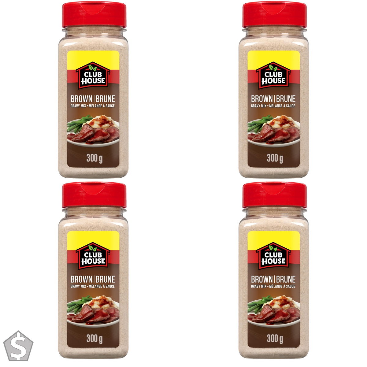 Club House Brown Gravy Mix, Ready in 5 Minutes, Makes Up To 9 Cups, Easy Store & Pour, No Artificial Colours or Flavours, 300 g 300g (Pack of 4)
