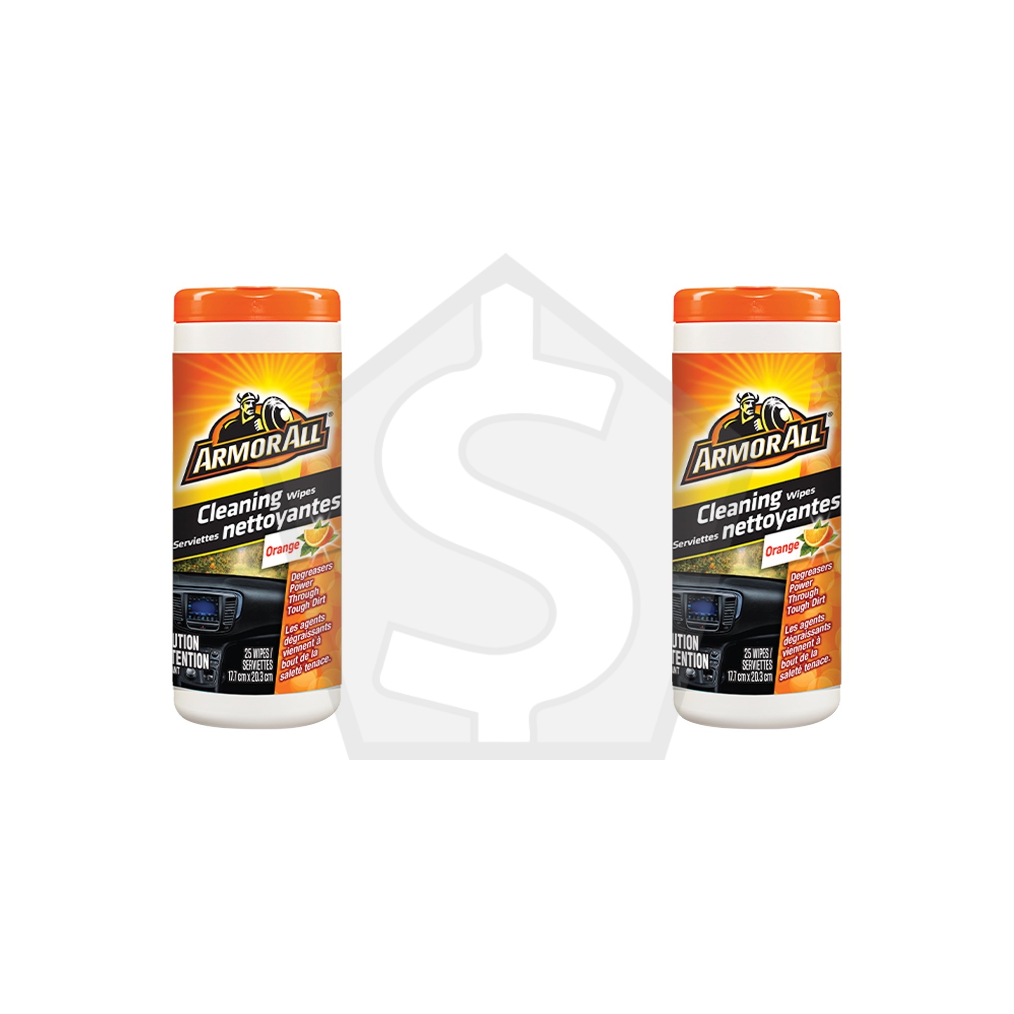 ARMOR ALL Orange Cleaning Wipes (25 wipes) - Pack of 2
