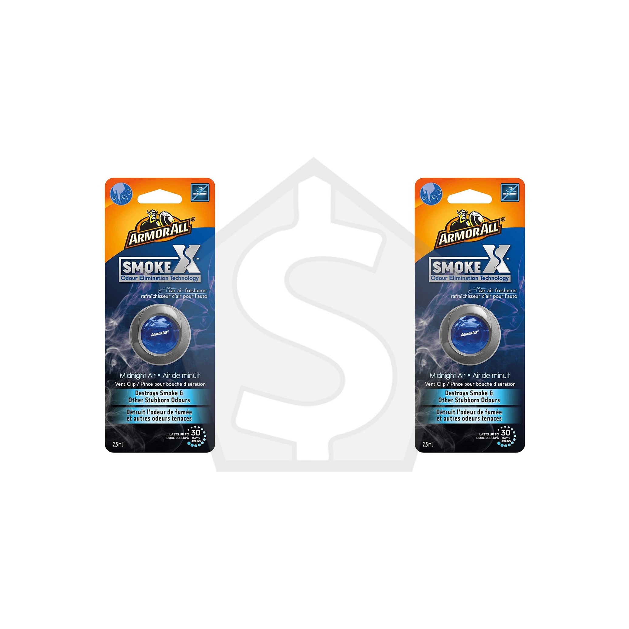 Bundle of 2 - ARMOR ALL Car Air Freshener Vent Clip (2.5ml) - Midnight Air