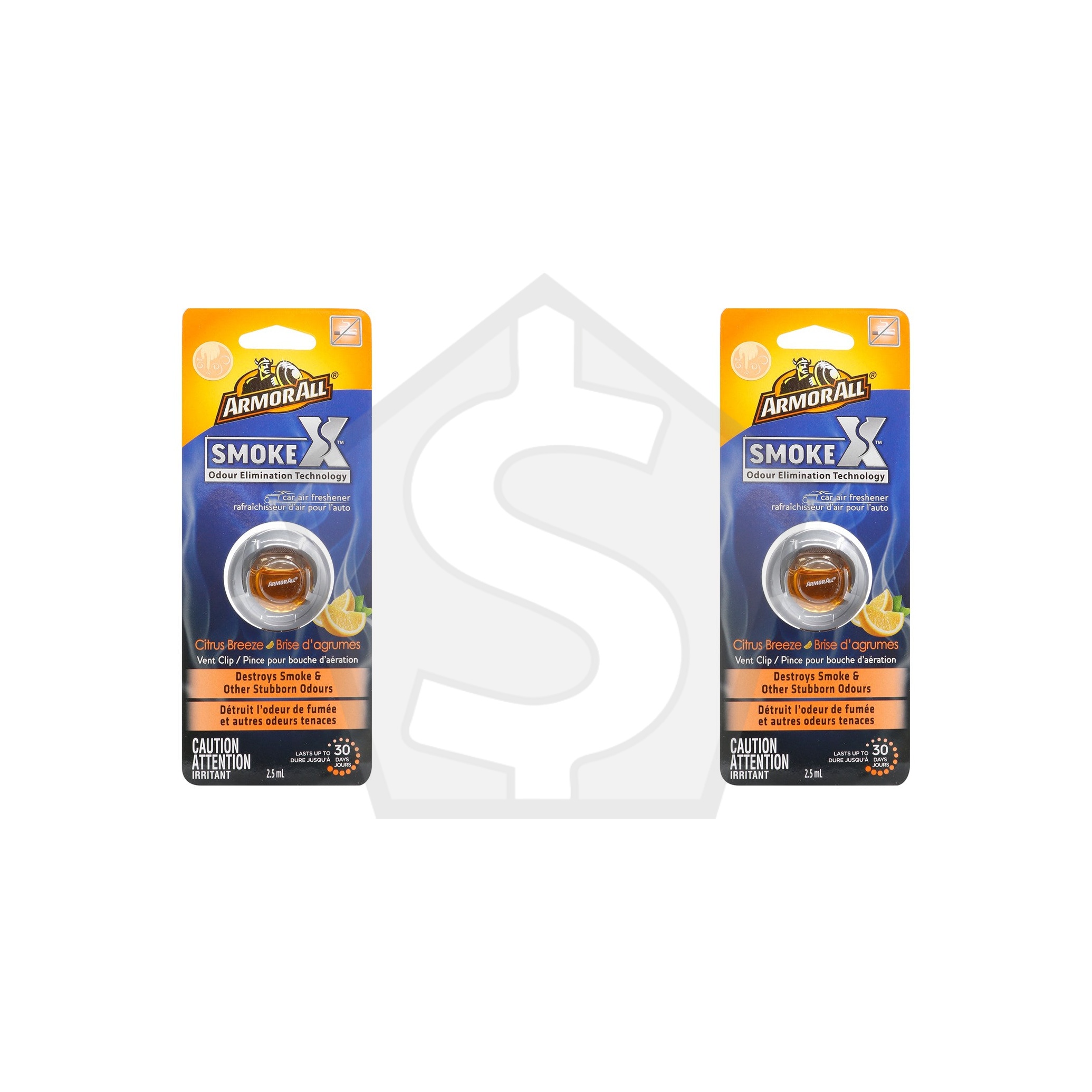 ARMOR ALL Car Air Freshener Vent Clip (2.5ml) - Citrus Breeze - Pack of 2