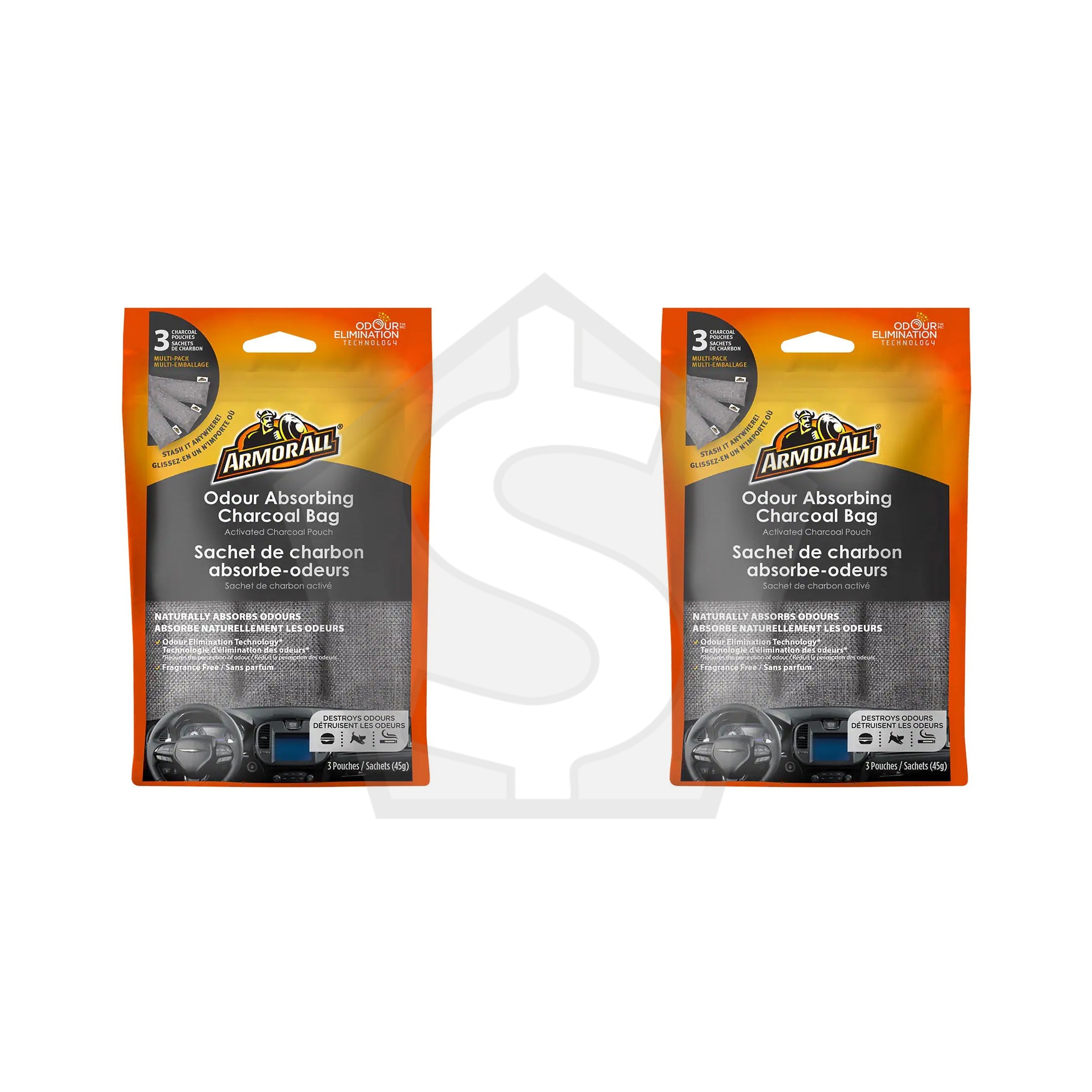 ARMOR ALL Odour Absorbing Charcoal Bag (45g) - Pack of 2