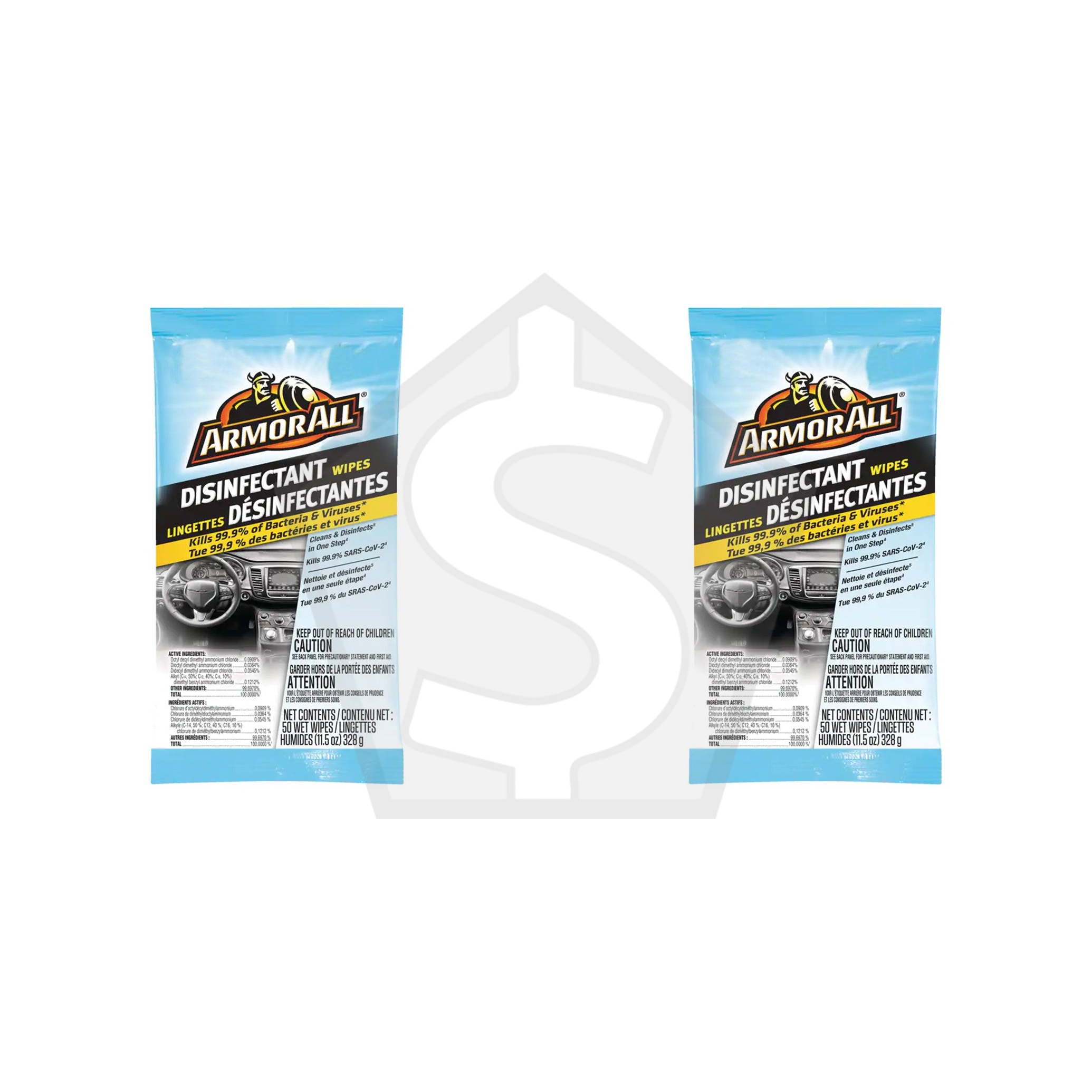 ARMOR ALL Disinfectant Wipe Kills Covid-19 Virus - 50ct - Pack of 2