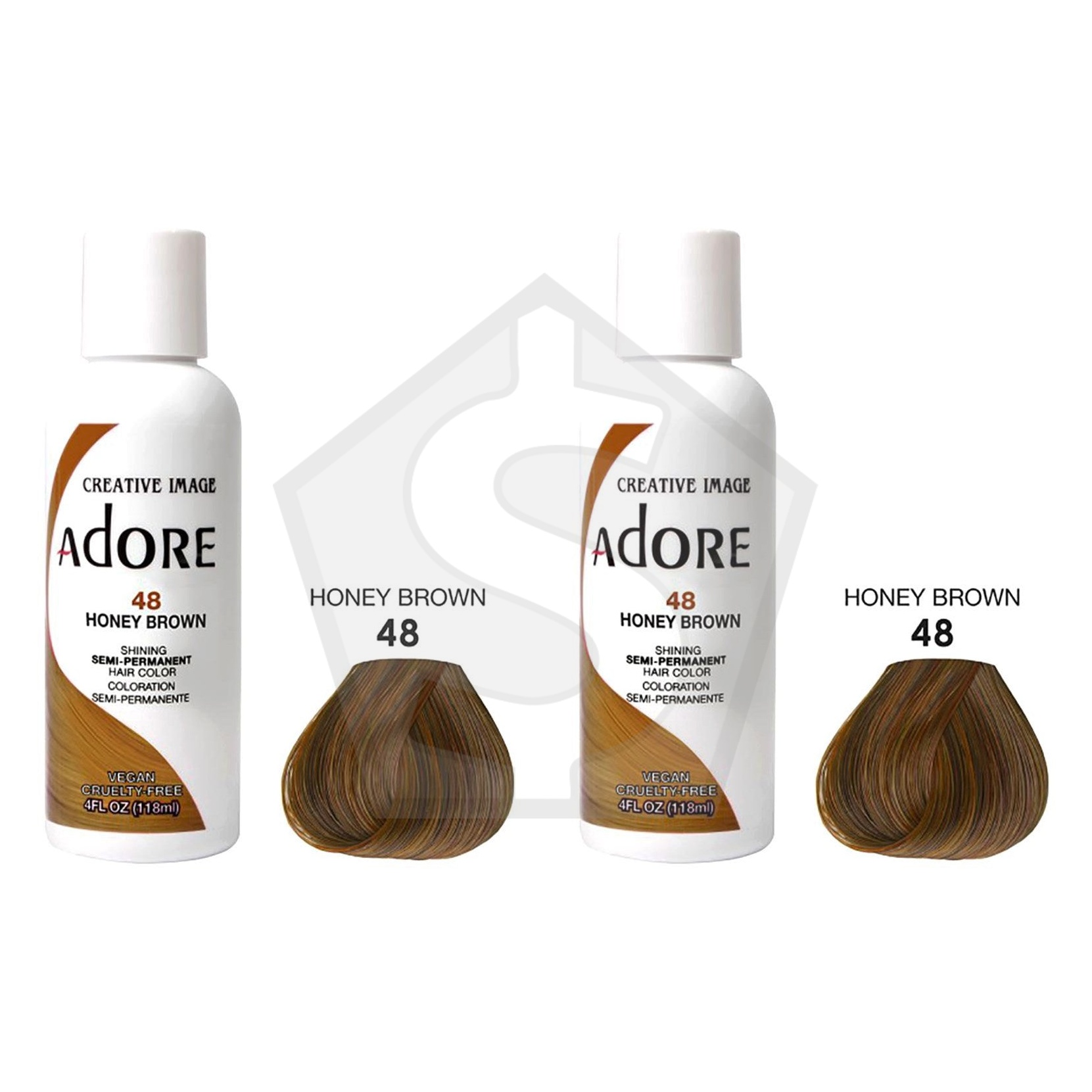 ADORE SEMI Permanent Hair Color (4oz) - 048 Honey Brown - Pack of 2