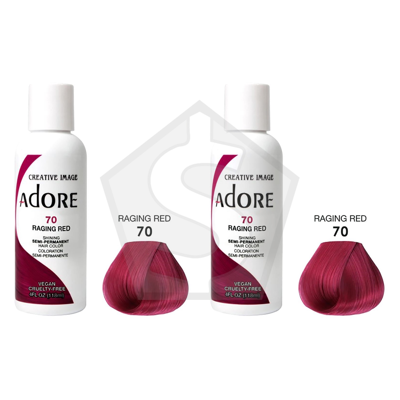 ADORE SEMI Permanent Hair Color (4oz) - 070 Raging Red - Pack of 2