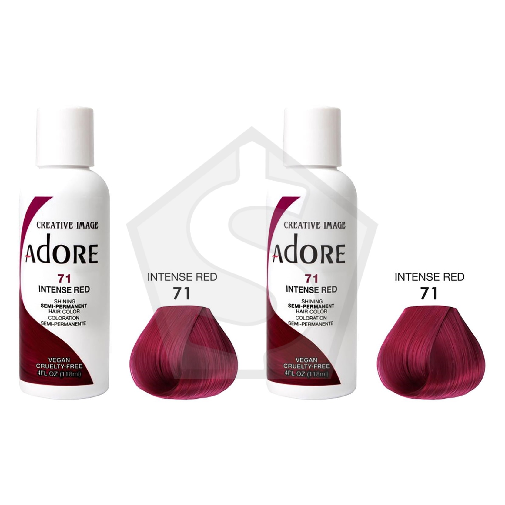 ADORE SEMI Permanent Hair Color (4oz) - 071 Intense Red - Pack of 2