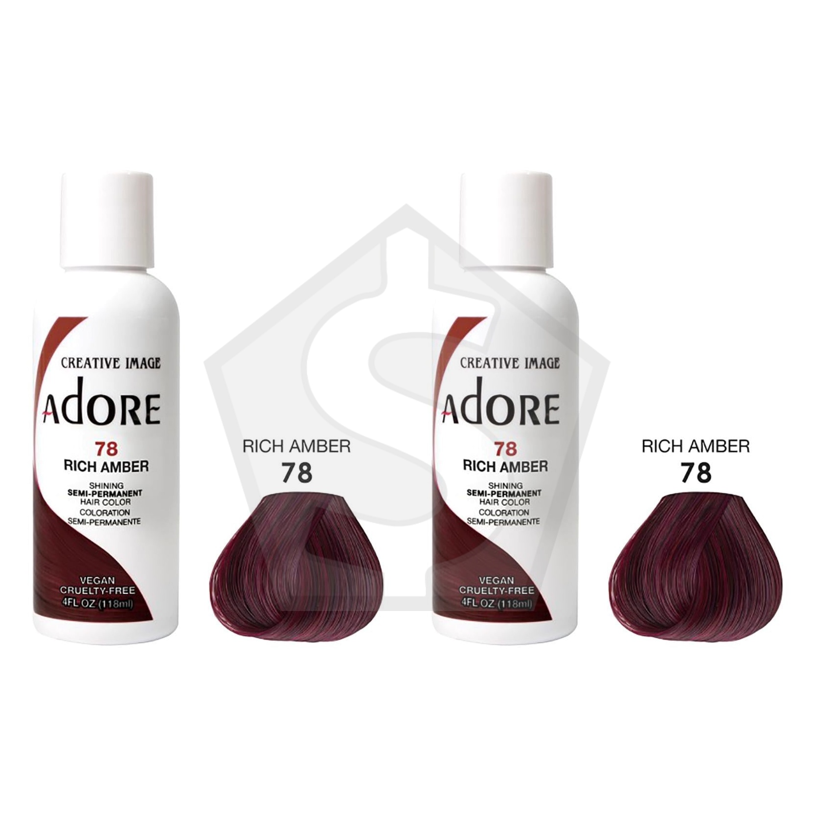 ADORE SEMI Permanent Hair Color (4oz) - 078 Rich Amber - Pack of 2