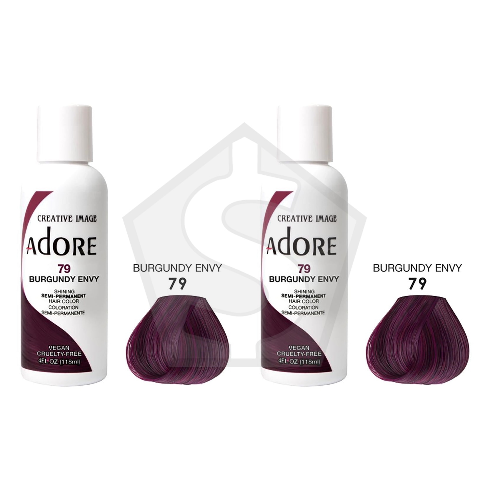 ADORE SEMI Permanent Hair Color (4oz) - 079 Burgundy Envy - Pack of 2