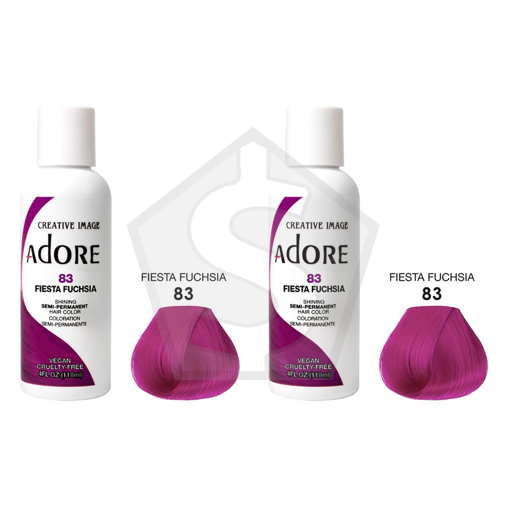 ADORE SEMI Permanent Hair Color (4oz) - 083 Fiesta Fuchsia - Pack of 2