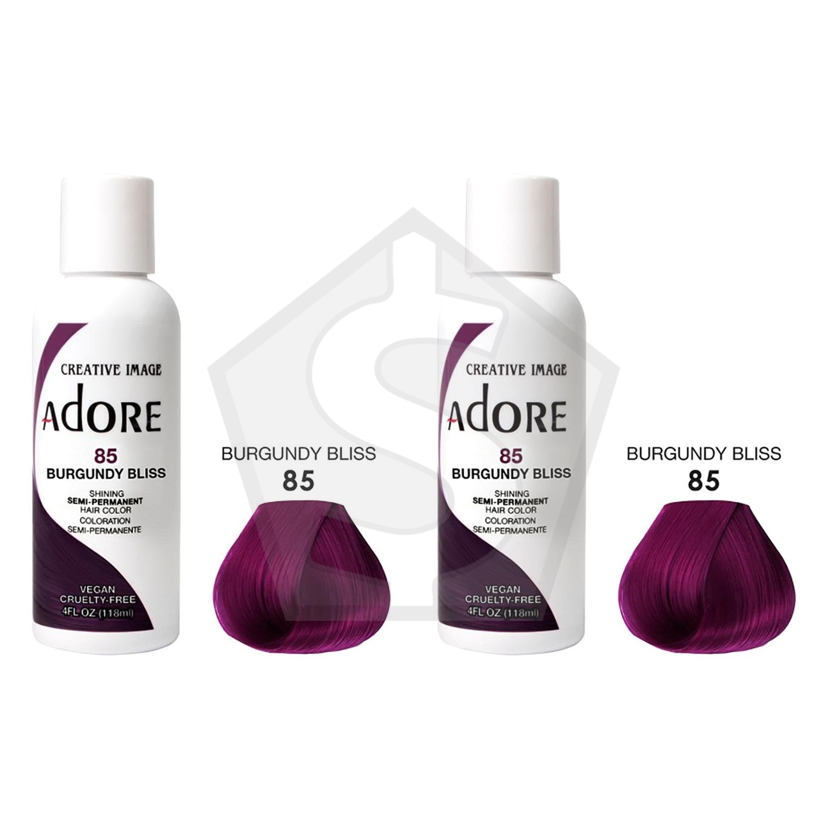ADORE SEMI Permanent Hair Color (4oz) - 085 Burgundy Bliss - Pack of 2