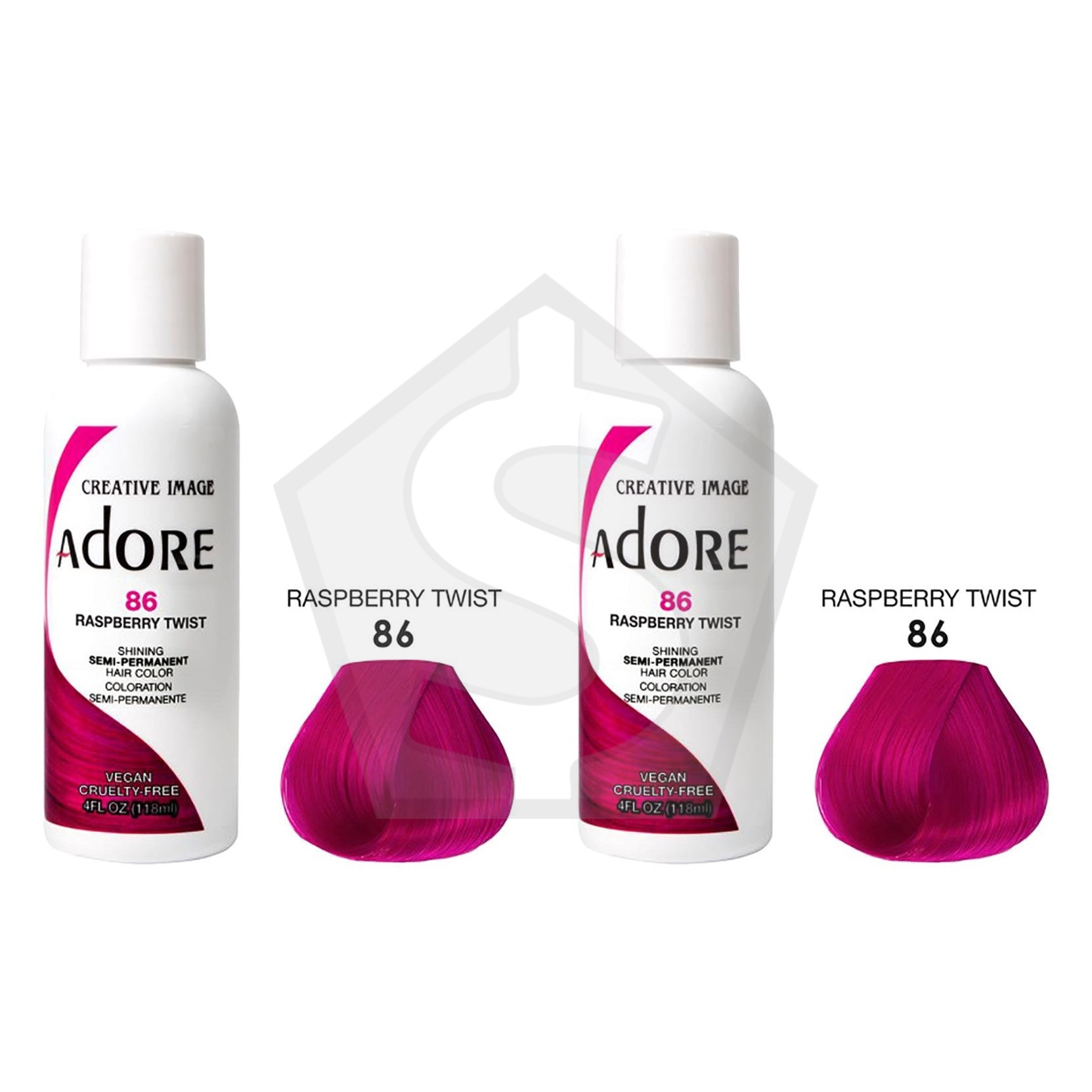 ADORE SEMI Permanent Hair Color (4oz) - 086 Raspberry Twist - Pack of 2