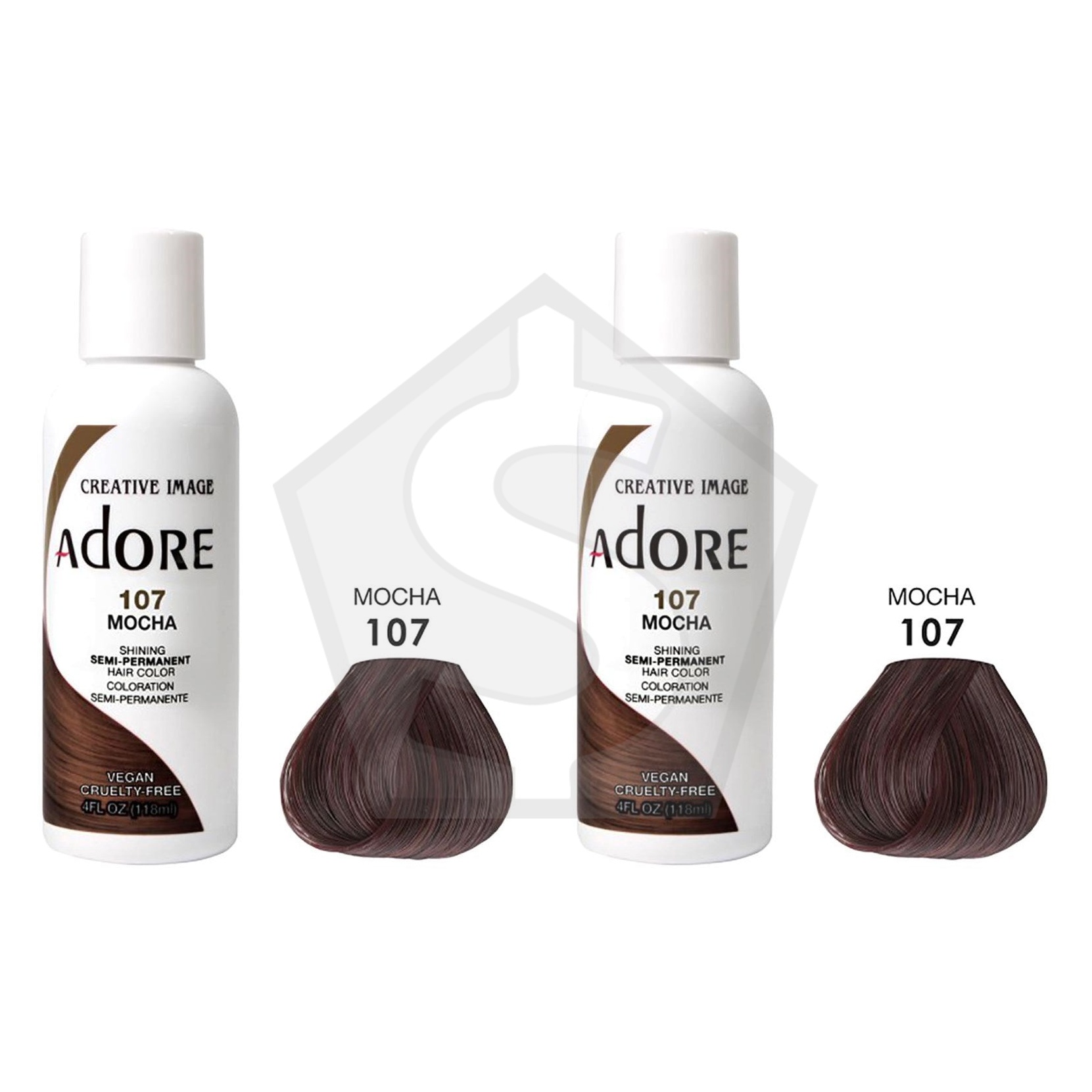 ADORE SEMI Permanent Hair Color (4oz) - 107 Mocha - Pack of 2