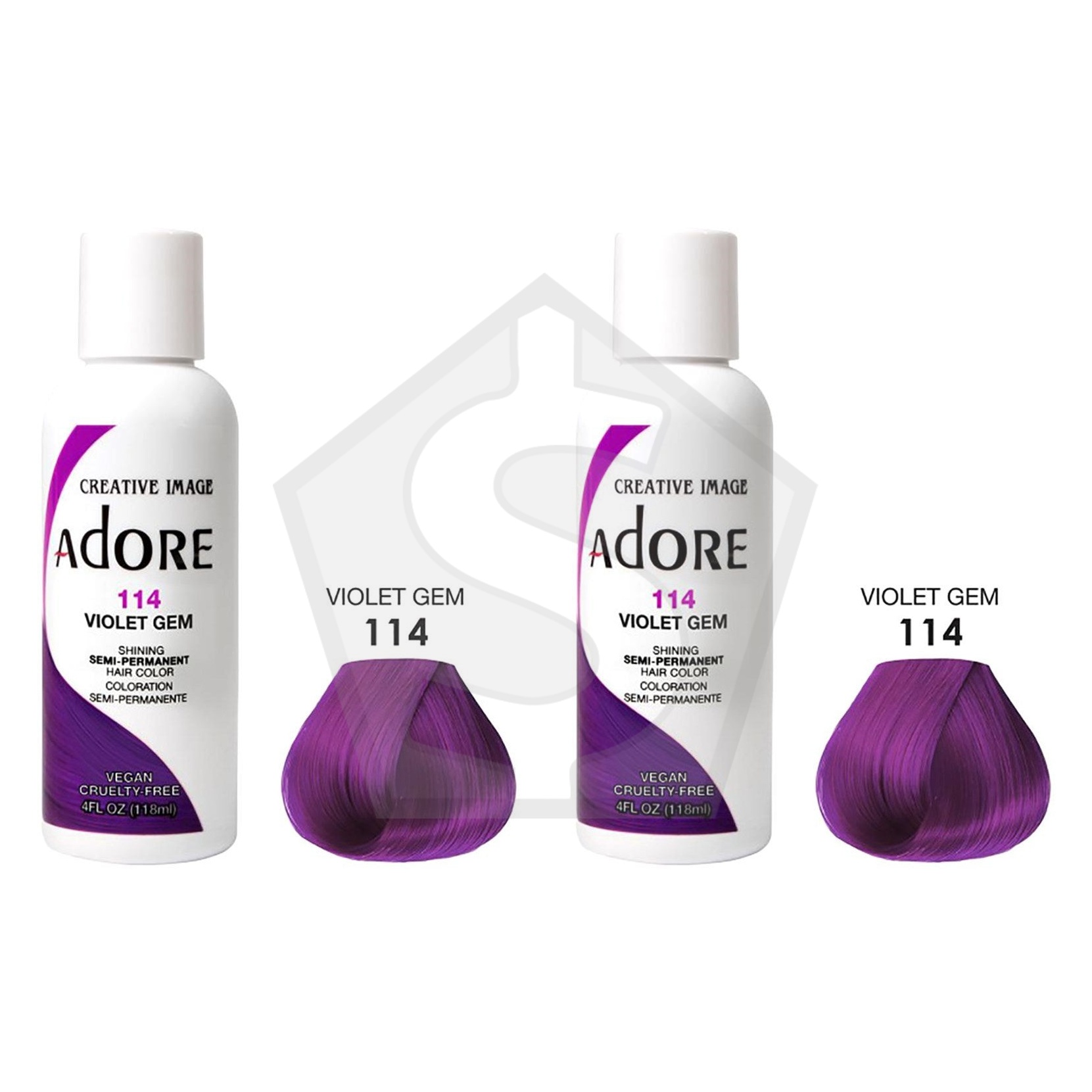 ADORE SEMI Permanent Hair Color (4oz) - 114 Violet Gem - Pack of 2