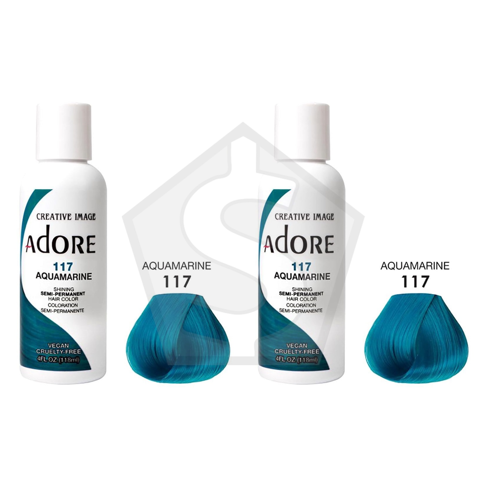ADORE SEMI Permanent Hair Color (4oz) - 117 Aquamarine - Pack of 2