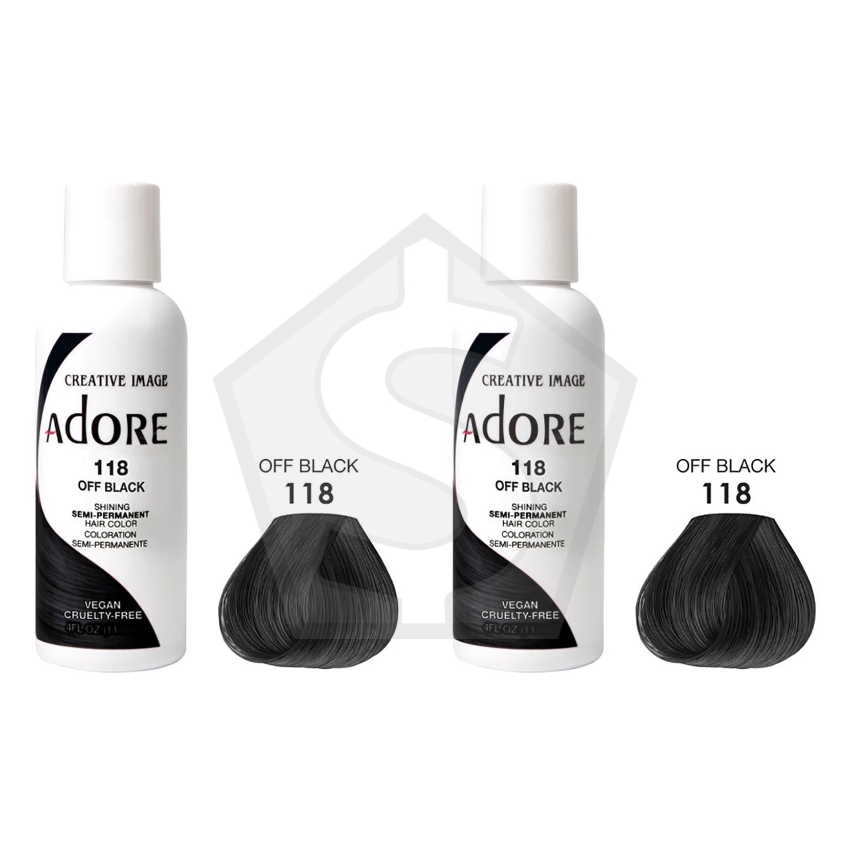 ADORE SEMI Permanent Hair Color (4oz) - 118 Off Black - Pack of 2