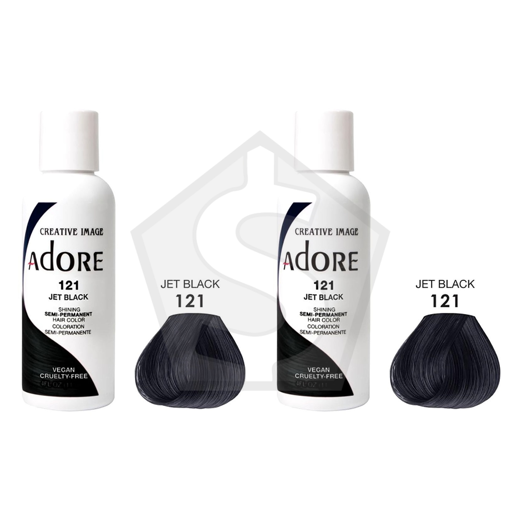Bundle of 2 - ADORE SEMI Permanent Hair Color (4oz) - 121 Jet Black
