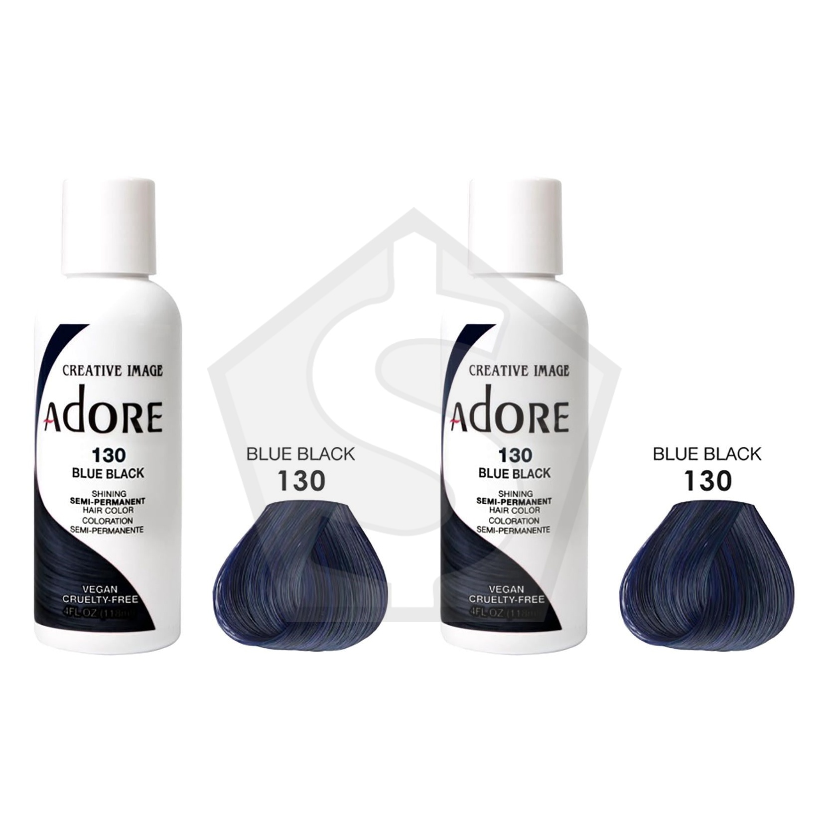 Bundle of 2 - ADORE SEMI Permanent Hair Color (4oz) - 130 Blue Black