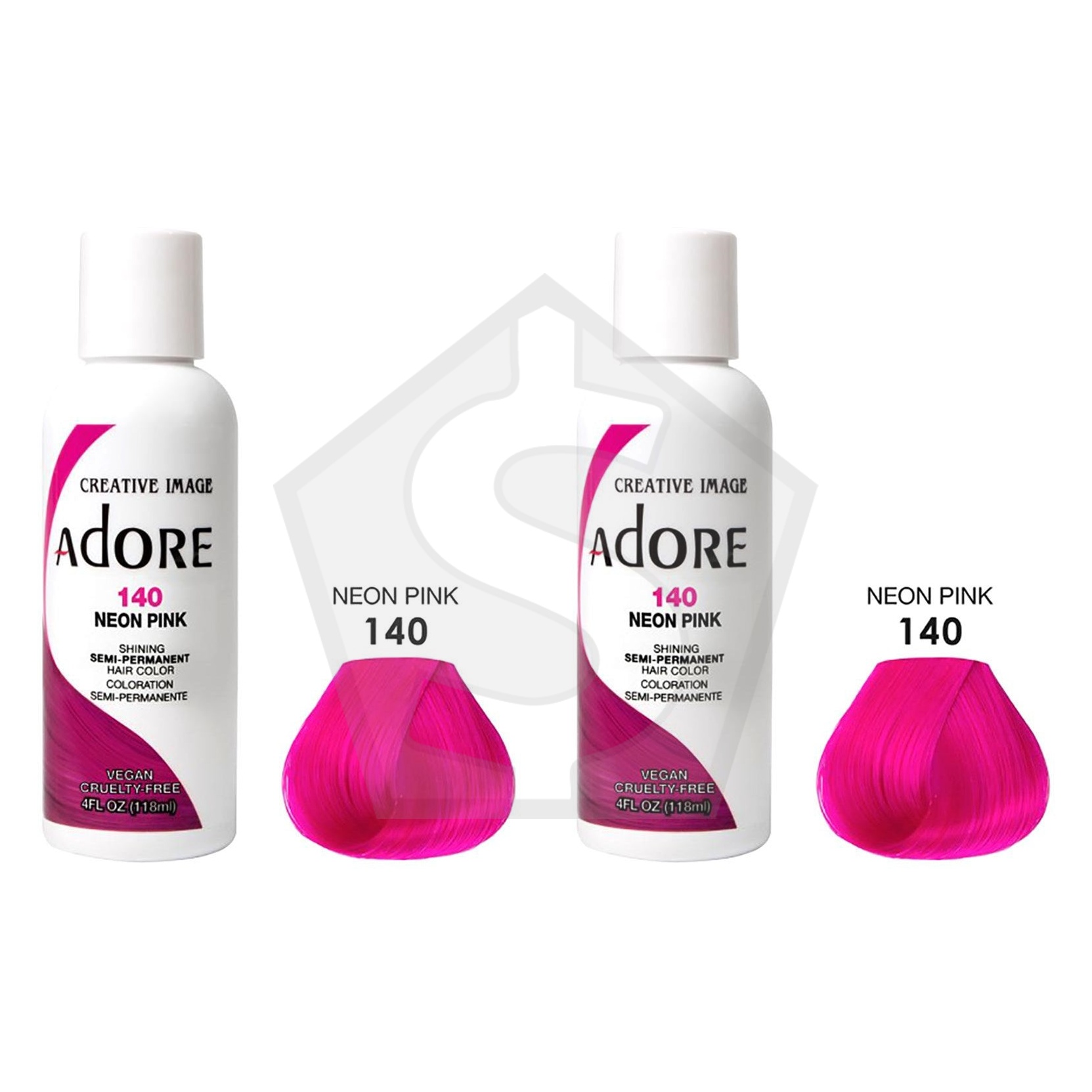 Bundle of 2 - ADORE SEMI Permanent Hair Color (4oz) - 140 Neon Pink
