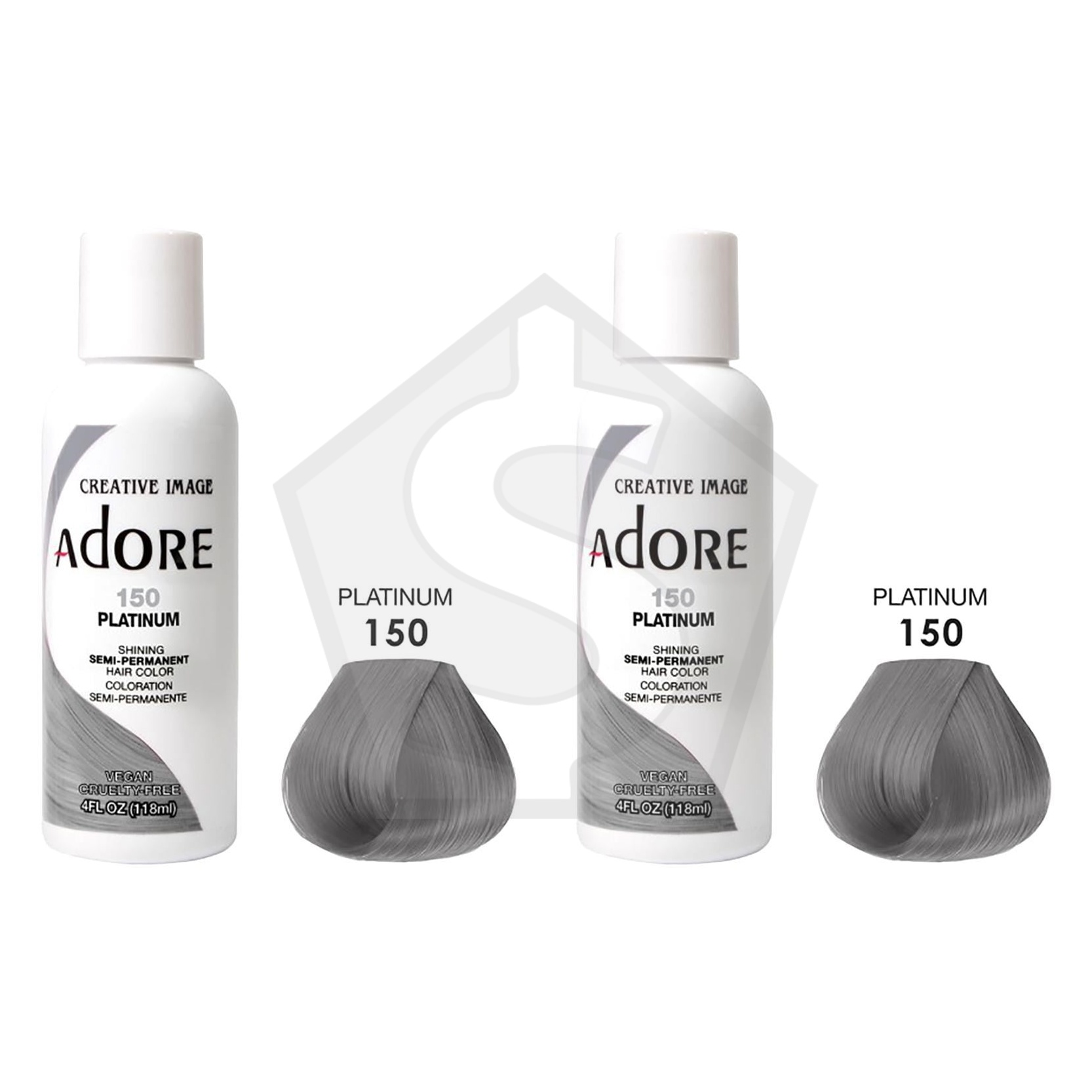 ADORE SEMI Permanent Hair Color (4oz) - 150 Platinum - Pack of 2