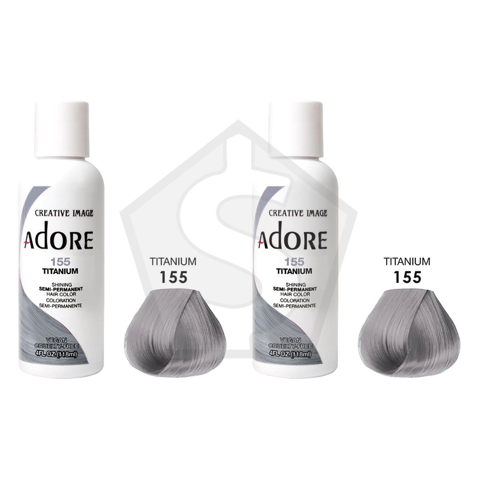 ADORE SEMI Permanent Hair Color (4oz) - 155 Titanium - Pack of 2