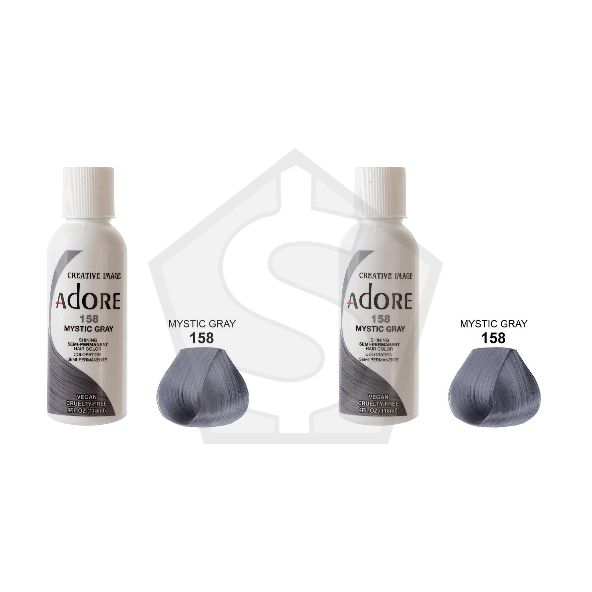 ADORE SEMI Permanent Hair Color (4oz) - 158 Mystic Gray - Pack of 2