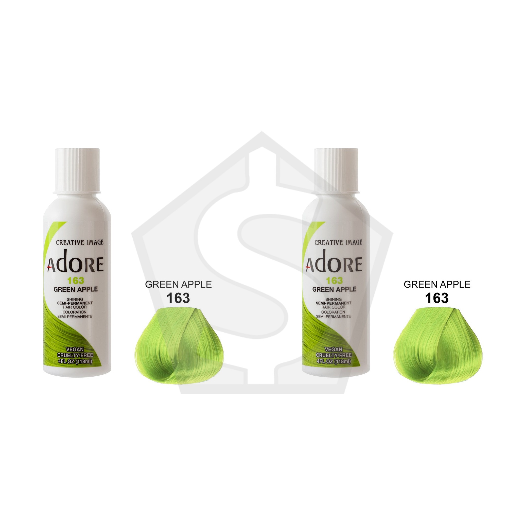 ADORE SEMI Permanent Hair Color (4oz) - 163 Green Apple - Pack of 2