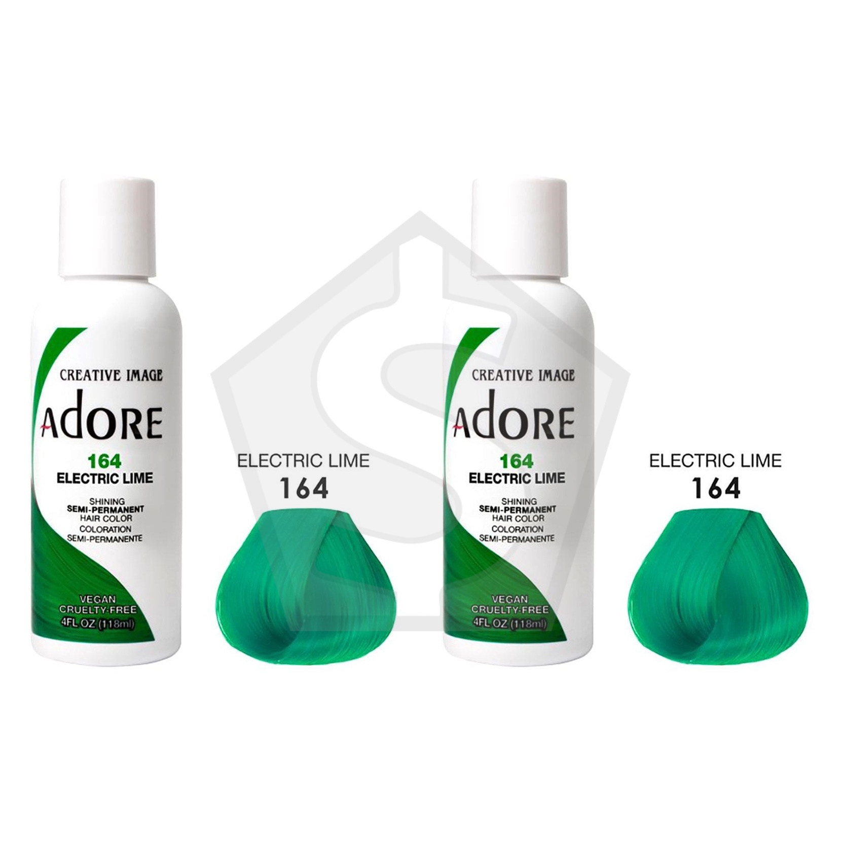 ADORE SEMI Permanent Hair Color (4oz) - 164 Electric Lime - Pack of 2