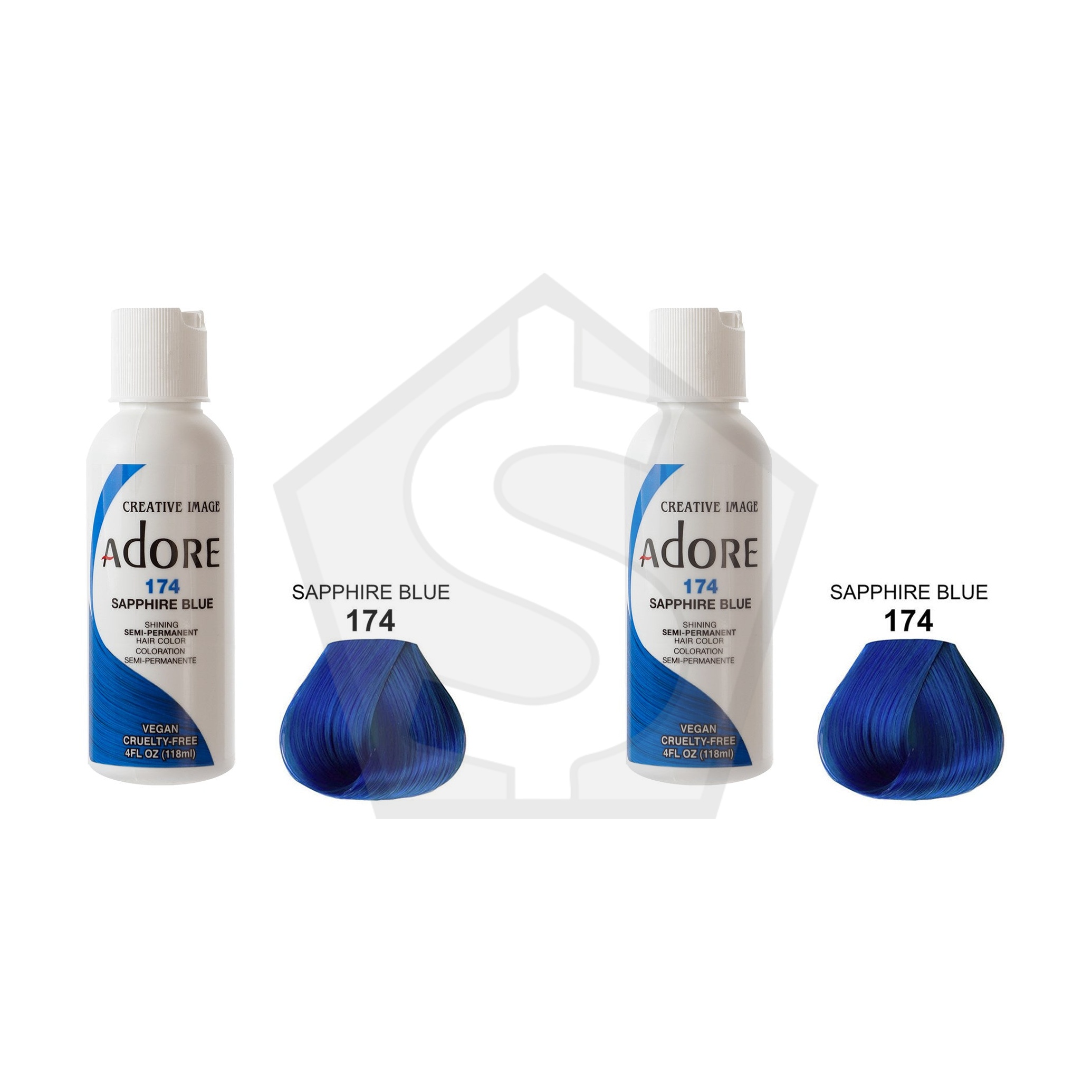ADORE SEMI Permanent Hair Color (4oz) - 174 Sapphire Blue - Pack of 2