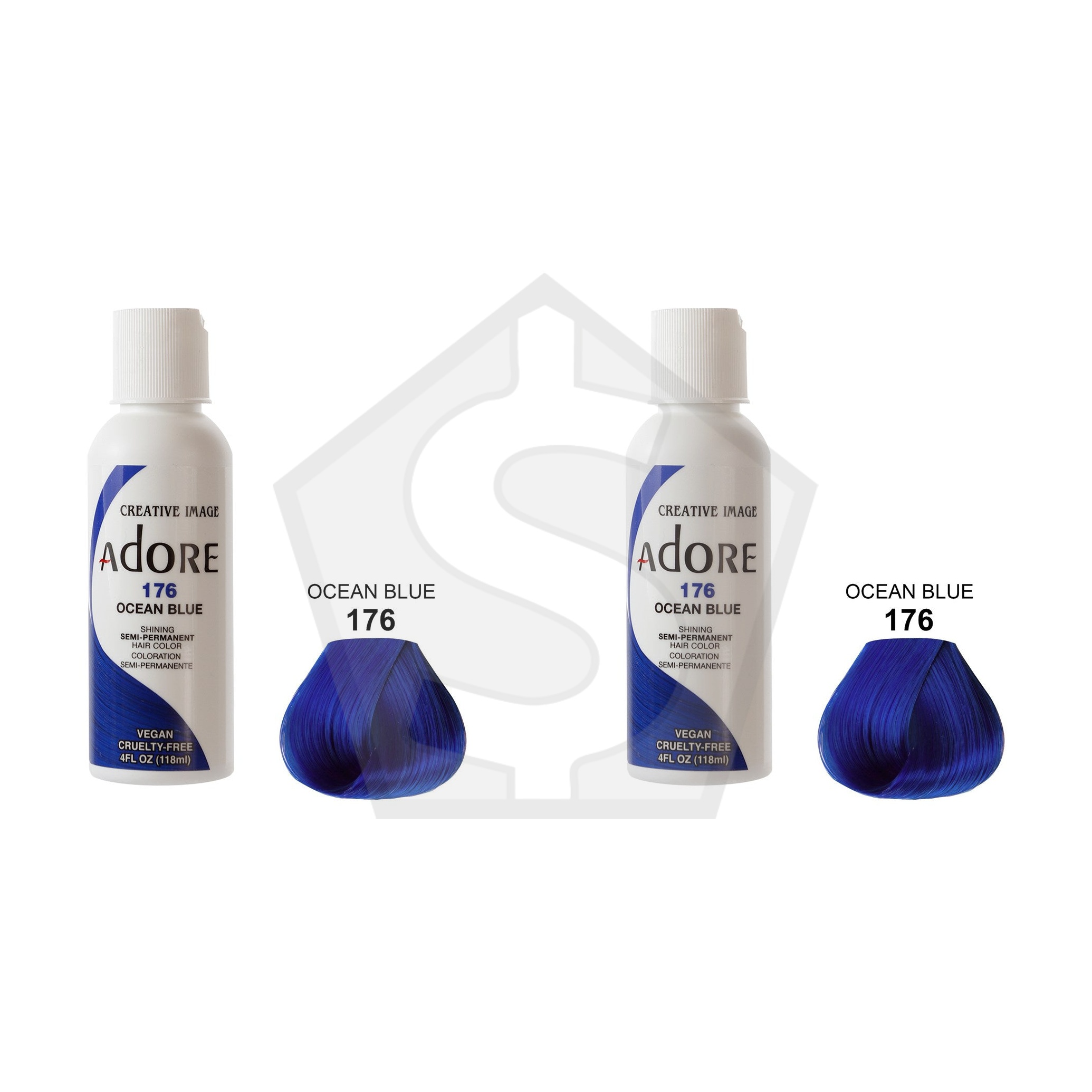 ADORE SEMI Permanent Hair Color (4oz) - 176 Ocean Blue - Pack of 2