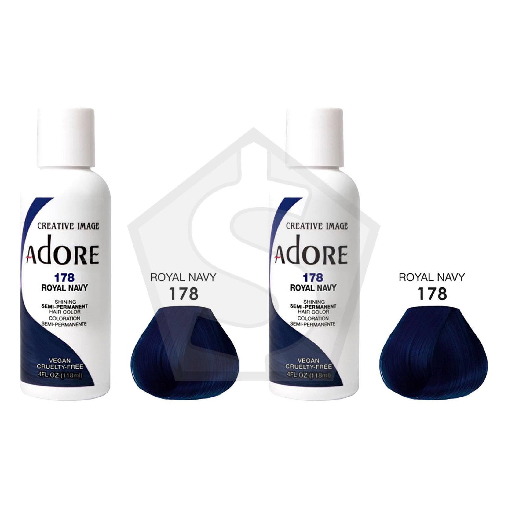 ADORE SEMI Permanent Hair Color (4oz) - 178 Royal Navy - Pack of 2