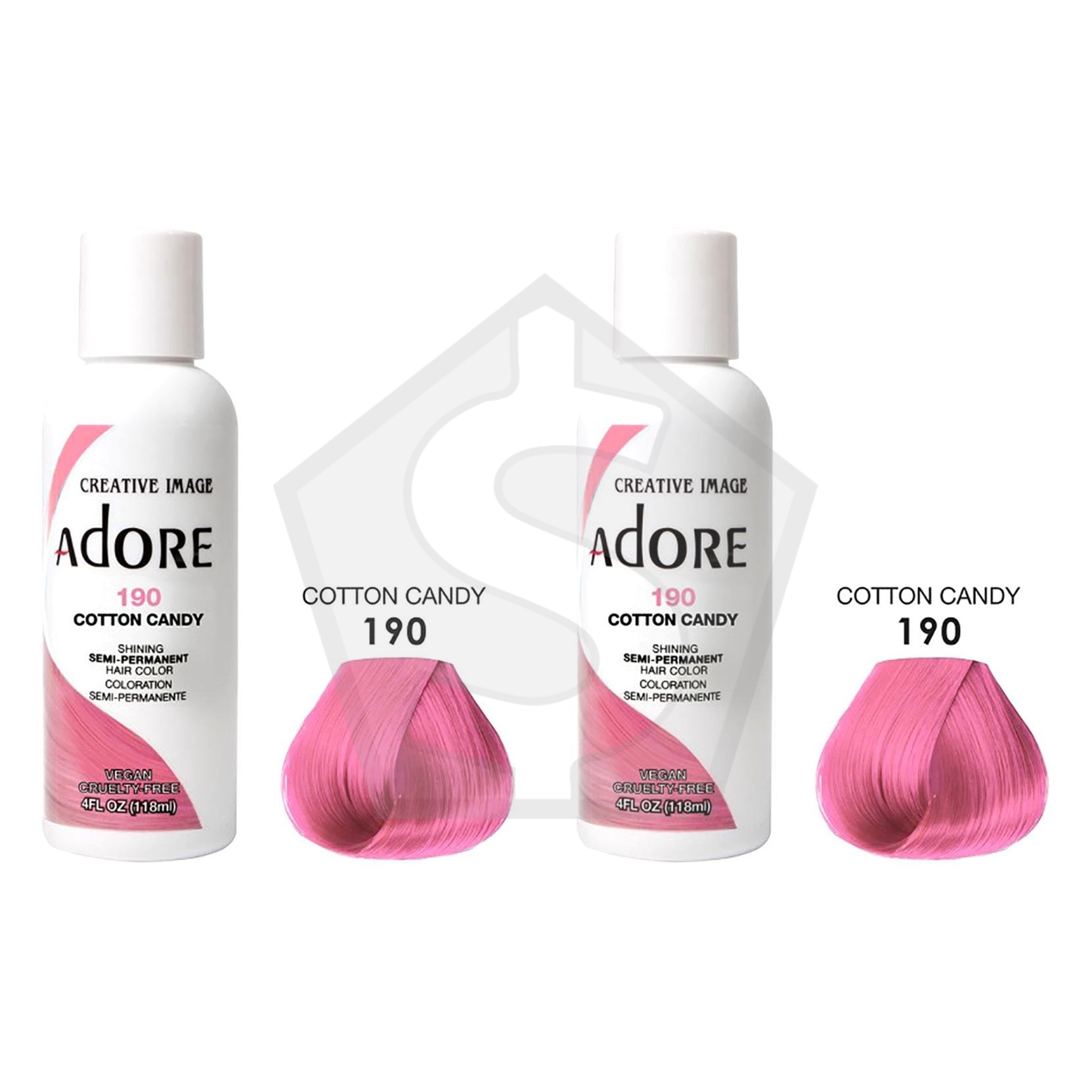 ADORE SEMI Permanent Hair Color (4oz) - 190 Cotton Candy - Pack of 2