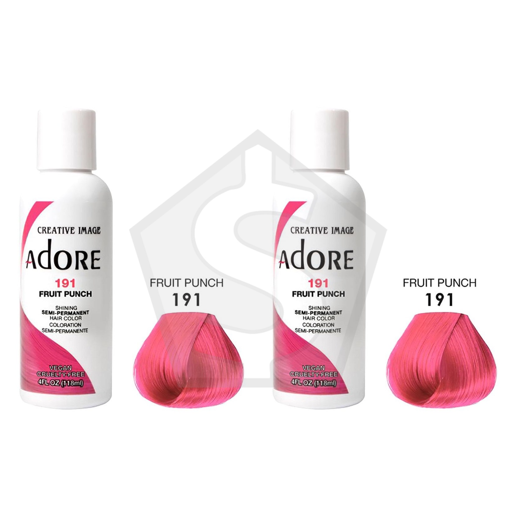 ADORE SEMI Permanent Hair Color (4oz) - 191 Fruit Punch - Pack of 2